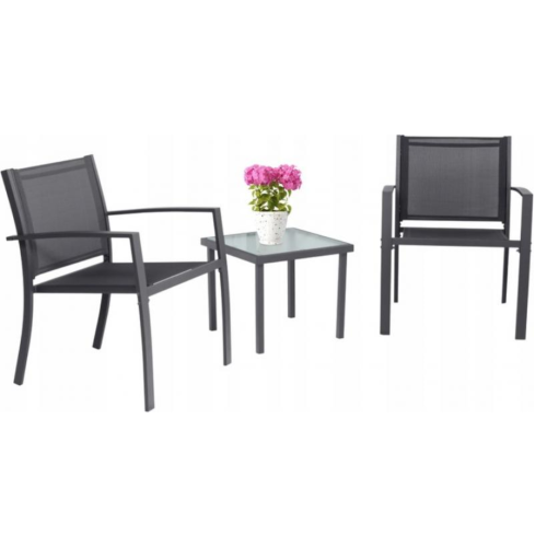 Комплект садовой мебели Chomik GARDEN LINE ORLANDO стол и 2 стулья темно-серый