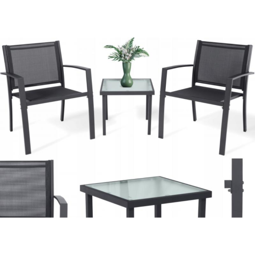 Комплект садовой мебели Chomik GARDEN LINE ORLANDO стол и 2 стулья темно-серый