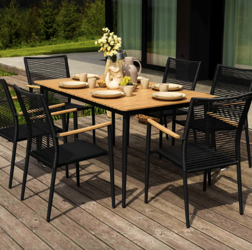 Комплект садовой мебели Di Volio Breno 6+1 черный/бежевый