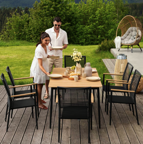 Комплект садовой мебели Di Volio Breno 6+1 черный/бежевый