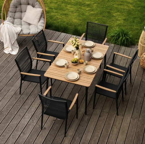 Комплект садовой мебели Di Volio Breno 6+1 черный/бежевый