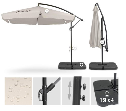 Парасолька садова Di Volio EMPOLI 300см кремова+ Основа садової парасольки