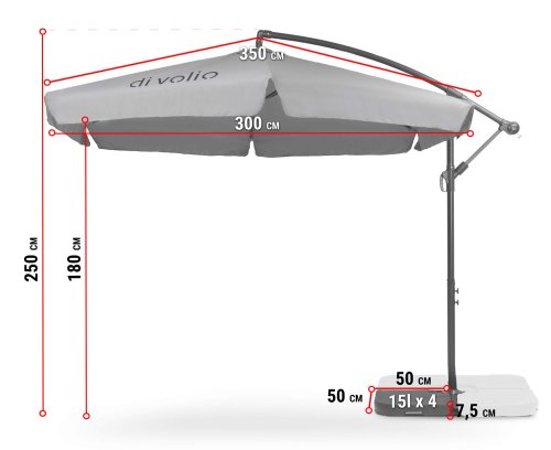 Парасолька садова Di Volio EMPOLI 300см кремова+ Основа садової парасольки