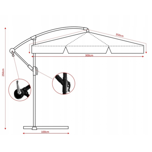 Парасолька садова Di Volio EMPOLI 300см кремова+ Основа садової парасольки