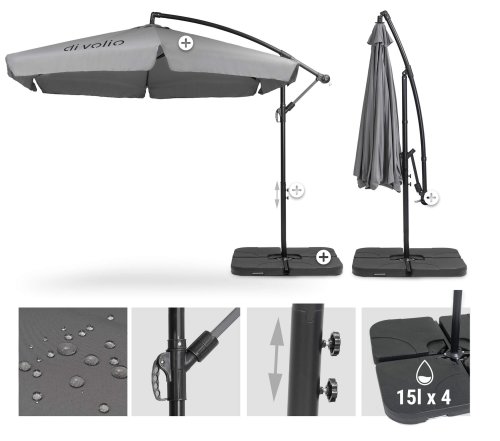 Зонтик садовый Di Volio EMPOLI 350см серый Основа садового зонтика