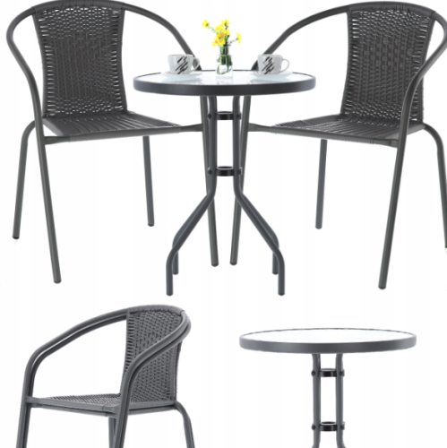 Садовая мебель Chomik Bistro New стол и 2 стулья серый