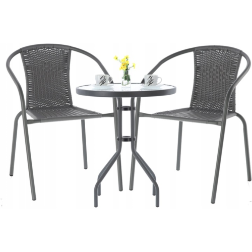 Садовая мебель Chomik Bistro New стол и 2 стулья серый