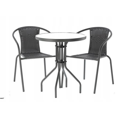 Садовая мебель Chomik Bistro New стол и 2 стулья серый