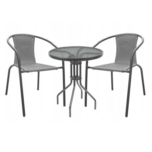 Садовая мебель Chomik Bistro New стол и 2 стулья серый