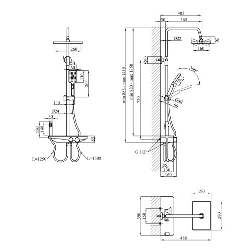 Душевая система Kroner KRP Armada - GRP066