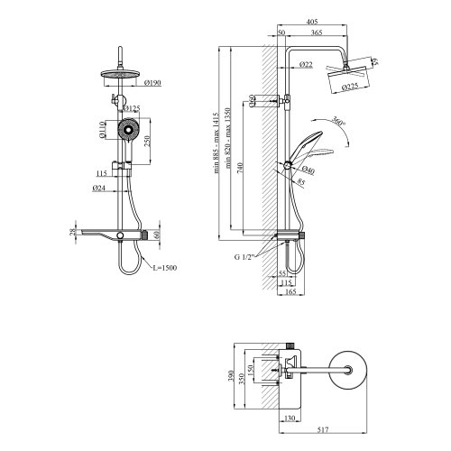 Душевая система Kroner KRP Armada - W065