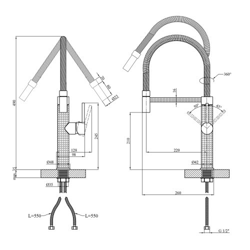 Смеситель для кухни Kroner KRP Ersel - SCH03999