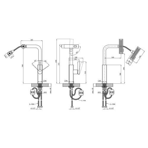 Смеситель для кухни с выдвижным изливом Kroner KRP Edelstahl Klassisch - PVD03918
