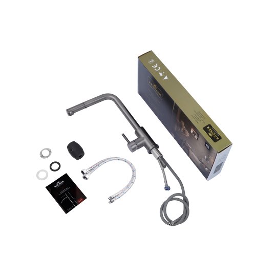 Смеситель для кухни с выдвижным изливом Kroner KRPё Edelstahl Klassisch - PVD03917