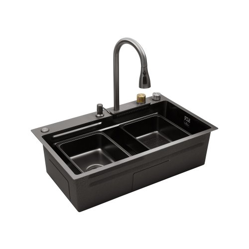 Кухонная мойка Kroner KRP Schwarze - SET7545HM PVD (3.0/0.8 мм)