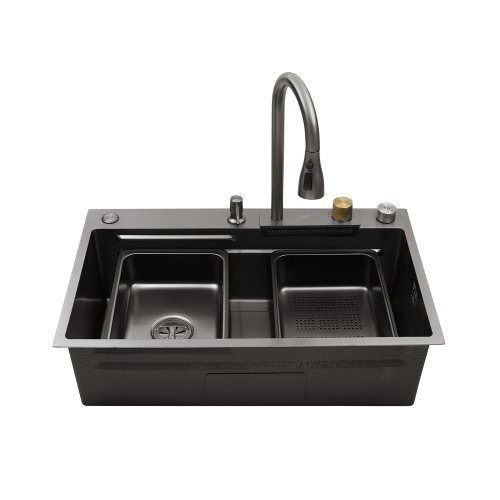Кухонная мойка Kroner KRP Schwarze - SET7545HM PVD (3.0/0.8 мм)