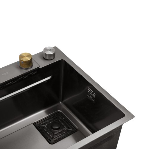 Кухонная мойка Kroner KRP Schwarze - SET7545HM PVD (3.0/0.8 мм)