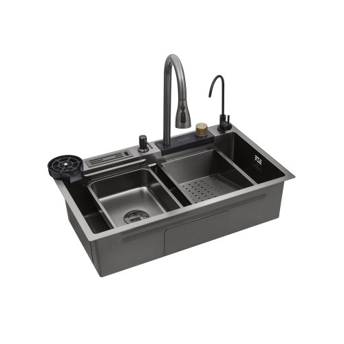Кухонная мойка Kroner KRP Schwarze - SET7545NB PVD (3.0/0.8 мм)