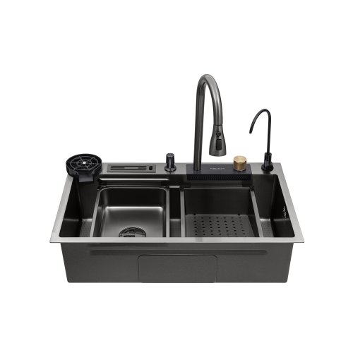 Кухонная мойка Kroner KRP Schwarze - SET7545NB PVD (3.0/0.8 мм)
