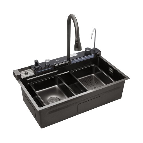 Кухонная мойка Kroner KRP Schwarze - SET7546ARTHM PVD (3.0/0.8 мм)