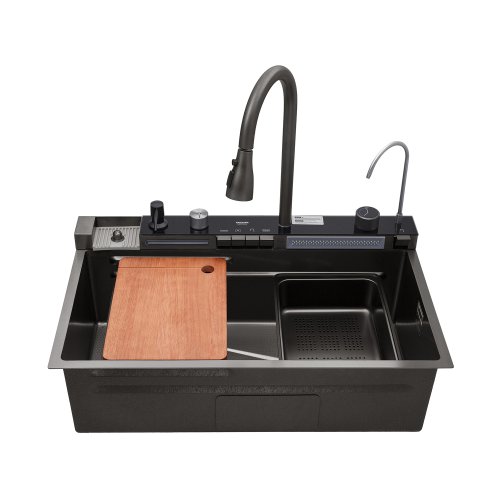 Кухонная мойка Kroner KRP Schwarze - SET7546ARTHM PVD (3.0/0.8 мм)