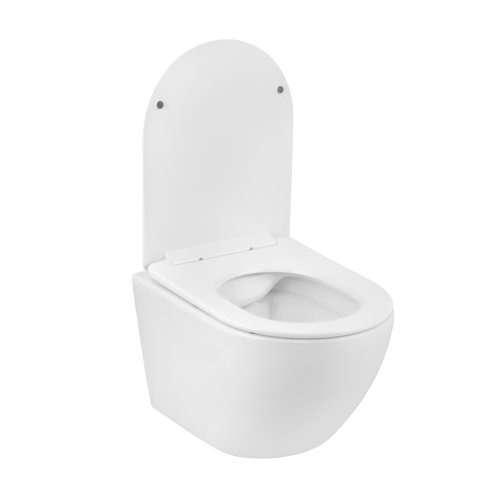 Унитаз подвесной безобедочный Kroner Harz WHI523632 RIMLESS с сиденьем (KH523632WHIR)