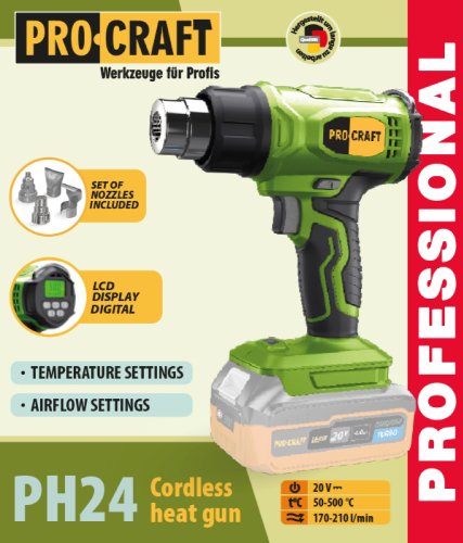 Аккумуляторный фен промышленный Procraft PH24 (без акб и зп)