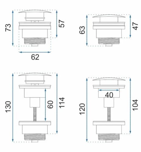 Донный клапан для раковины REA CLICK-CLACK BLACK GLOSSY универсальный *