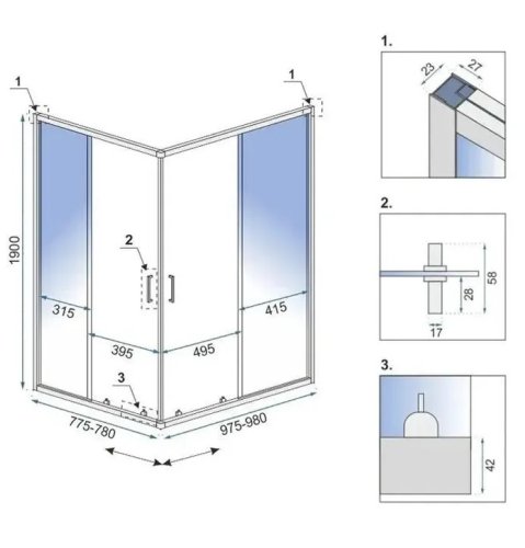 Душова кабіна REA CITY 80х100 BRUSHED GOLD