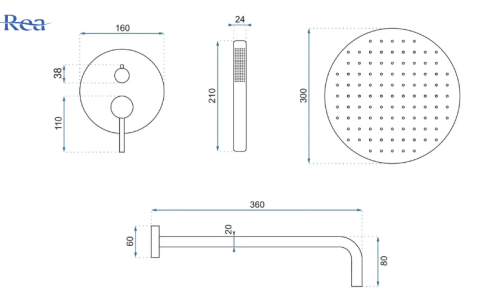Душевая система REA LUNGO BLACK GLOSSY + BOX скрытого монтажа *