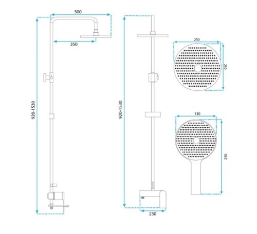 Душевой гарнитур REA AVALON TYTAN графит с изливом
