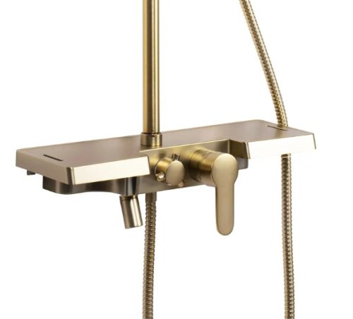 Душевой гарнитур REA BRAVO BRUSHED GOLD матовое золото с изливом *