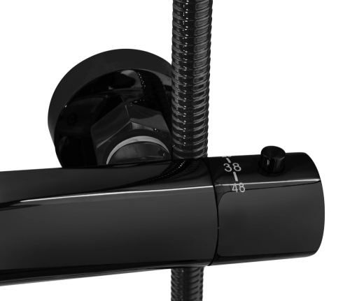 Душевой гарнитур REA LUNGO BLACK GLOSSY с термостатом и изливом