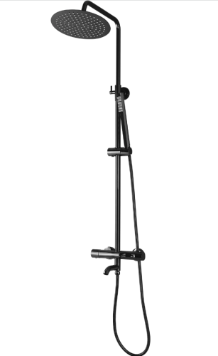 Душевой гарнитур REA LUNGO BLACK GLOSSY с термостатом и изливом