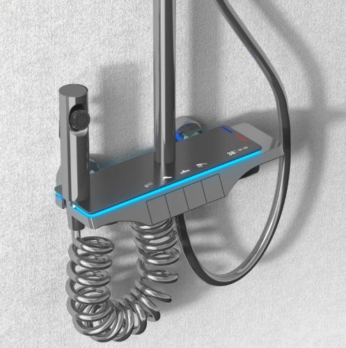 Душевой гарнитур REA SAVIO LED TYTAN графит с термостатом