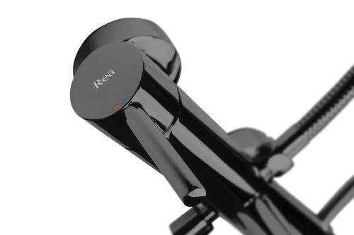 Змішувач для ванни та душу REA LUNGO BLACK GLOSSY настінний з виливом *