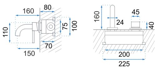 Змішувач для раковини (умивальника) REA LUNGO BRUSHED COPPER + BOX прихованого монтажу