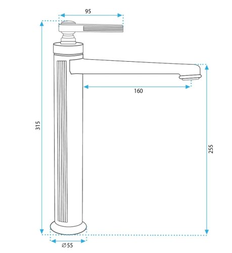 Змішувач для раковини (умивальника) REA MONACO BRUSHED GOLD високий