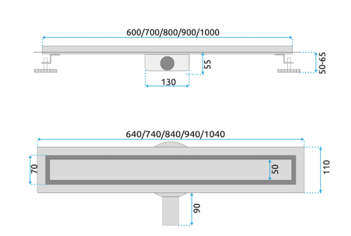 Трап для душа REA NEOX 70 PRO BLACK 2в1 черный