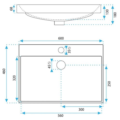 Умывальник (раковина) REA MANDY WHITE белый врезной