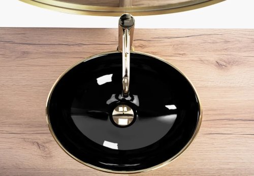 Умывальник (раковина) REA SOFIA BRUSHED GOLD BLACK накладной *