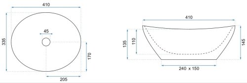 Умывальник (раковина) REA SOFIA BRUSHED GOLD BLACK накладной *