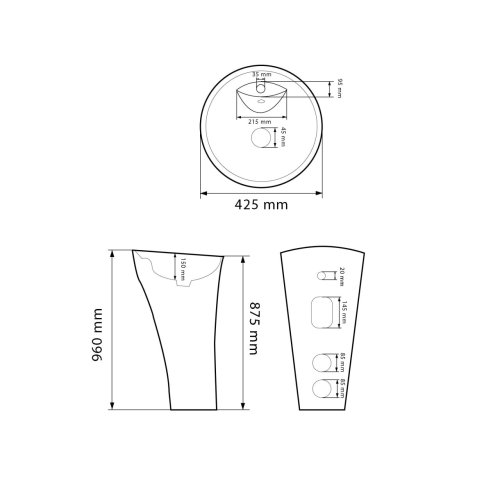 Умывальник (раковина) VBI ANDORA WHITE напольный
