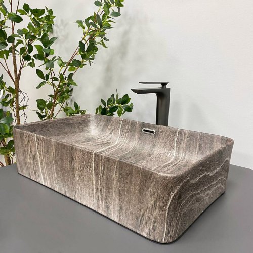 Умывальник (раковина) VBI ARABBA M DARK STONE MATT накладной