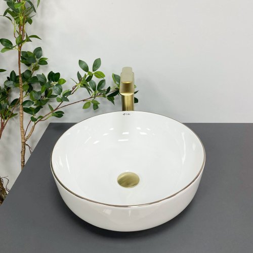 Умывальник (раковина) VBI BARI S WHITE GOLD EDGE накладной