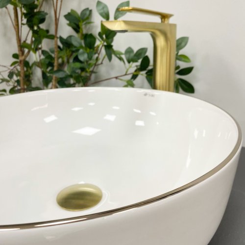 Умывальник (раковина) VBI BARI S WHITE GOLD EDGE накладной