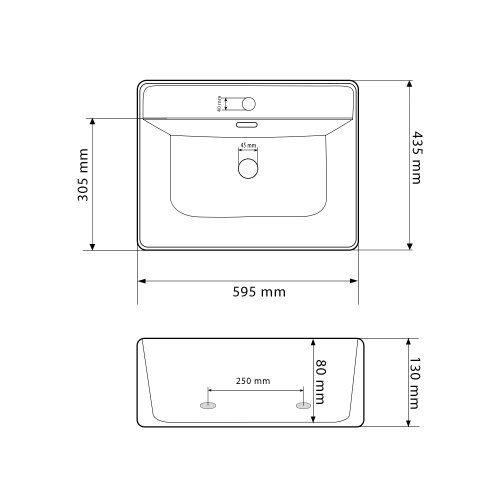 Умивальник (раковина) VBI BITONTO M WHITE накладний підвісний