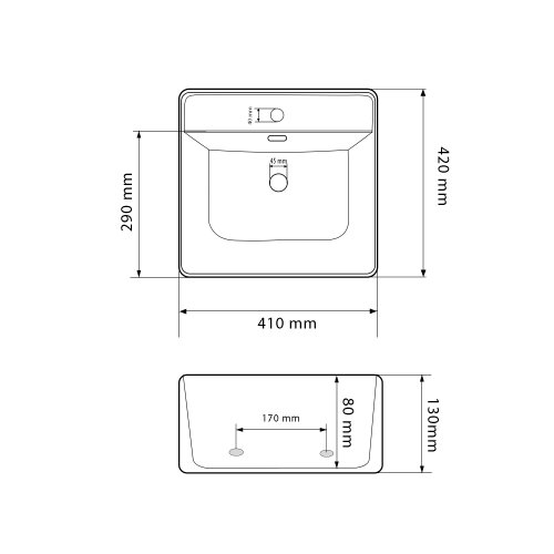 Умывальник (раковина) VBI BITONTO S WHITE накладной подвесной