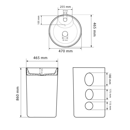 Умывальник (раковина) VBI BOLONIA CARRARA напольный