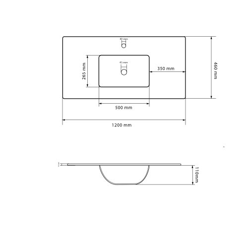 Умывальник (раковина) VBI FERRARA 120 WHITE врезной